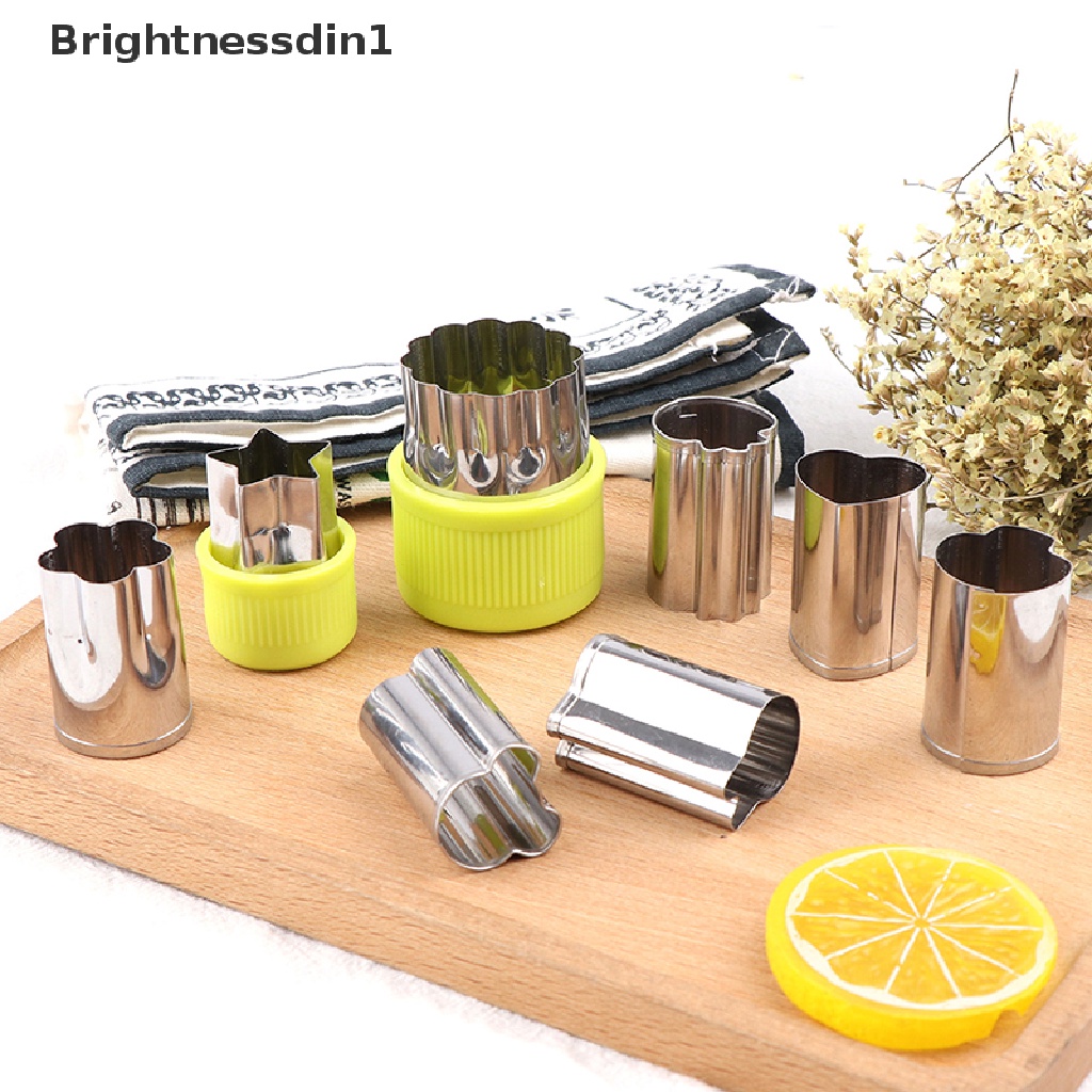 8 Pcs Cetakan Pemotong Sayuran Buah Cookies Bentuk Bunga Bahan Stainless Steel 1 In 1