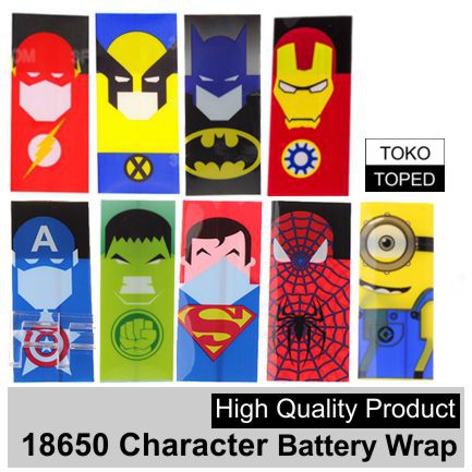 AN 18650 Character Battery Wrap | superheroes super batere wraps baterai