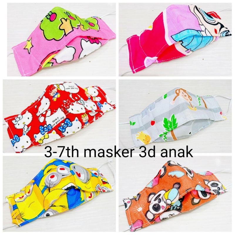 Murah!! Masker anak karakter bahan katun 2 lapis