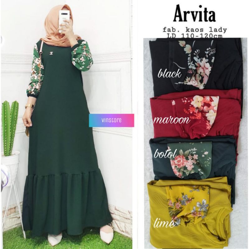 READY 222 LAGI ARVITA  DRESS Gamis Panjang Wanita syarii Jumbo Super Cantik ori by galery Chory