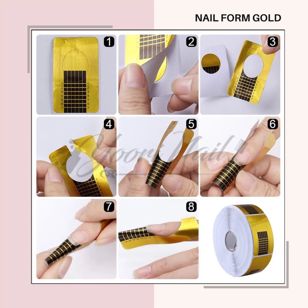 Nail form gold roll 500pcs extension nails form sculpture nail art gel acrylic
