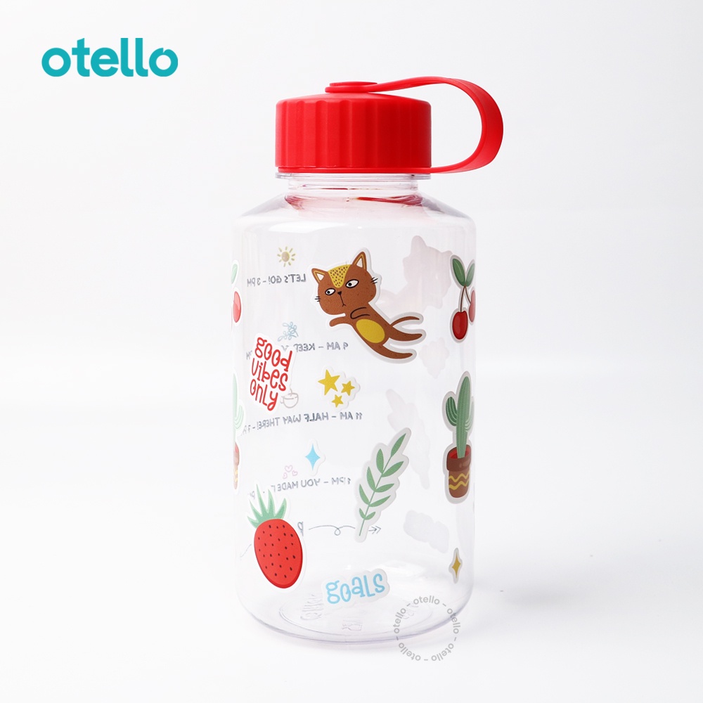 Otello Botol Minum Transparan 1 Liter Carl Motivasi Tumbler 1L Anak Motif Desain Lucu