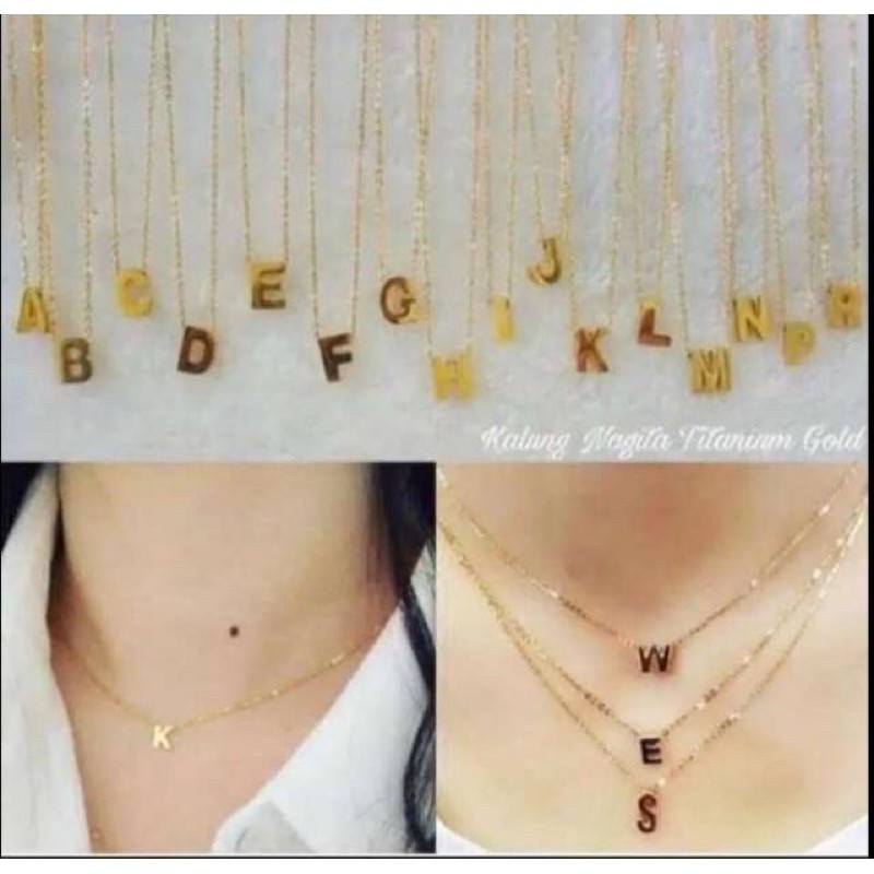 Kalung Nagita Titanium - Huruf A-Z Aksesoris Inisial Nama Alphabet