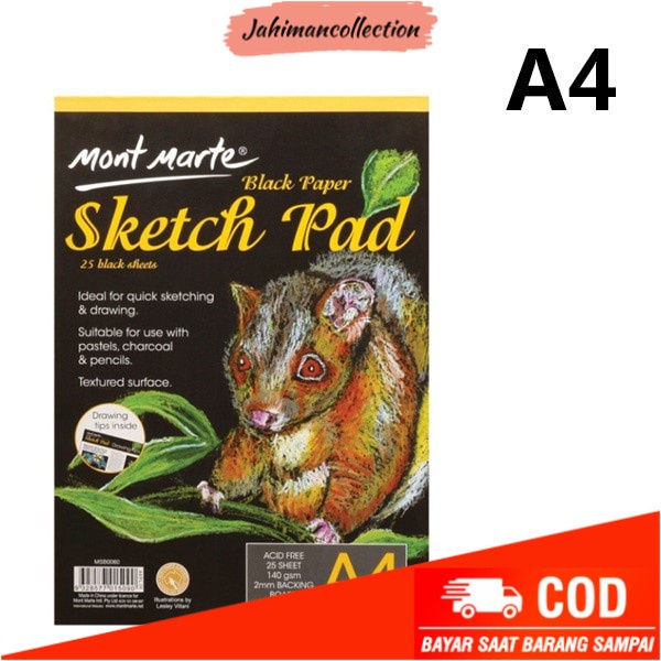 

✨ BISA COD ✨ Mont Marte Black Paper Sketch Pad - A4