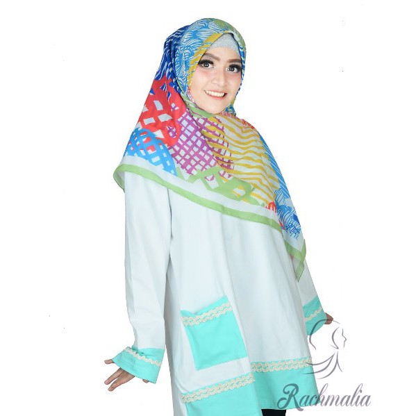 Kaos Tunik Atasan polos Wanita renda Lengan panjang