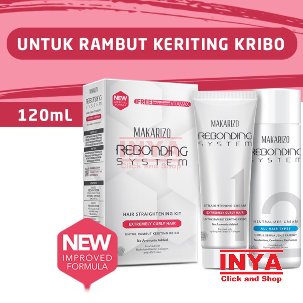 MAKARIZO REBONDING SYSTEM TUBE SET FOR EXTREMELY CURLY HAIR - Red, Merah - Krim Pelurus Rambut