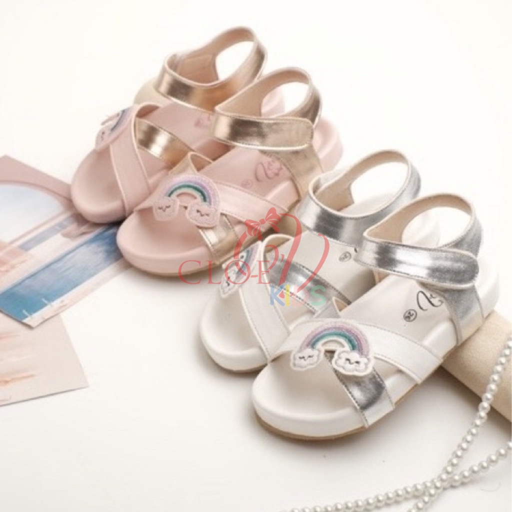 CLOEVKIDS - READY STOCK Lala Pelangi Size 22-35 Sepatu Sandal Anak Perempuan Slip On Flat Lucu