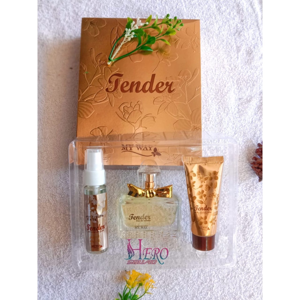 BEST SELLERTender set(parfum, deodorant cream tender, tender hair mist spray) ,1 PAKET-PALING DICARI