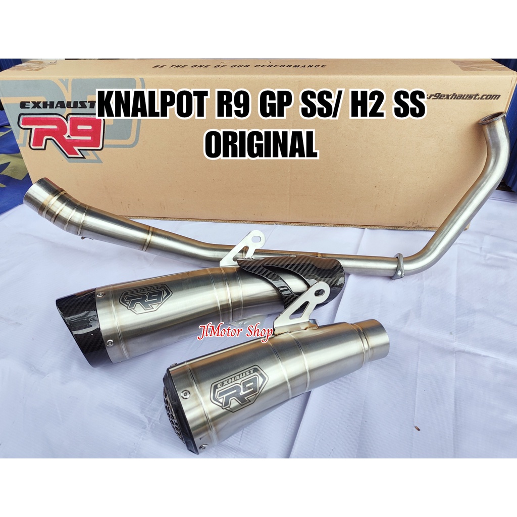 Knalpot R9 GP H2 SS Alpha Series Vixion New CBR150 CB150 R R15 V3 V1 V2 V4 GSX SONIC SATRIA FU SUPRA GTR 150 AEROX NMAX PCX 150 160 ADV JUPITER MX KING VESPA SPRINT Knalpot R9 GP Series H2 Series