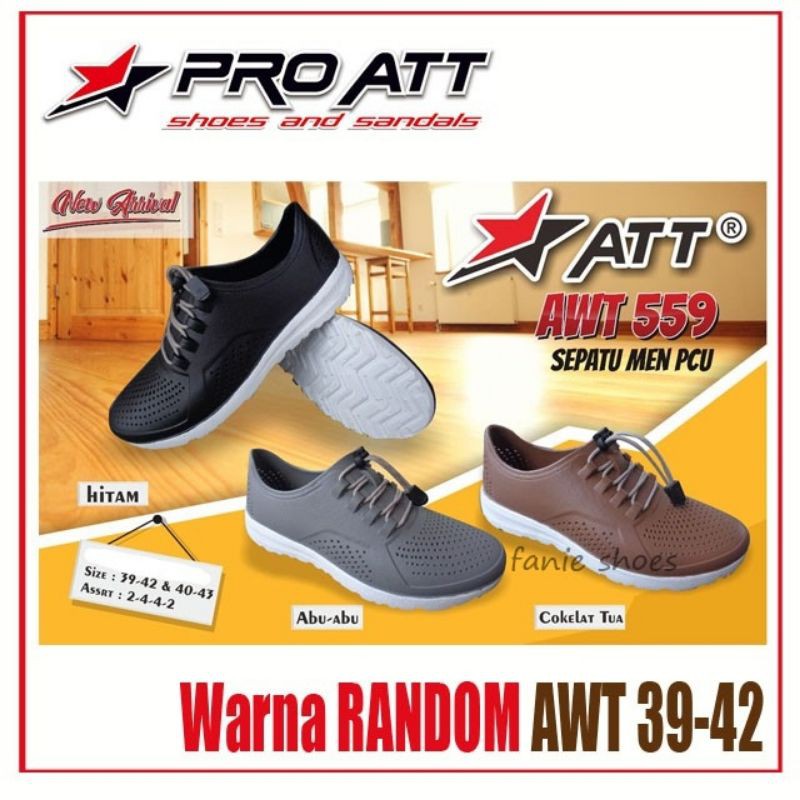 TERLARIS Sepatu Pro ATT AWT 559 Pria 39-42 SEpatu Slop On Pria Karet PyLon