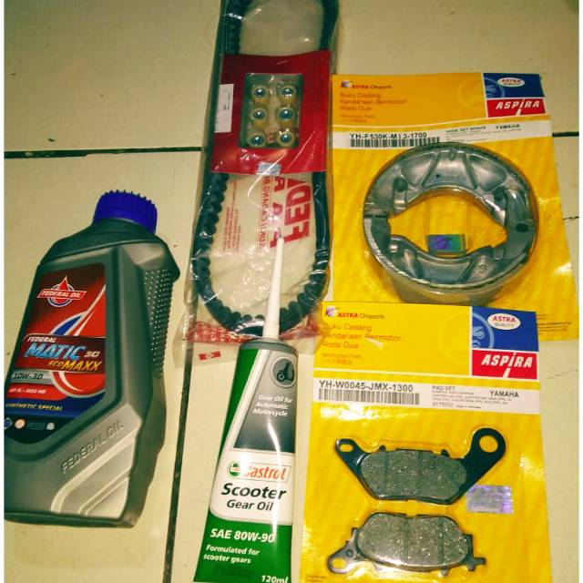 V-belt paket set roller federal Mio smile/mio sporty + paket kampas rem+ oli federal+ oli gardan