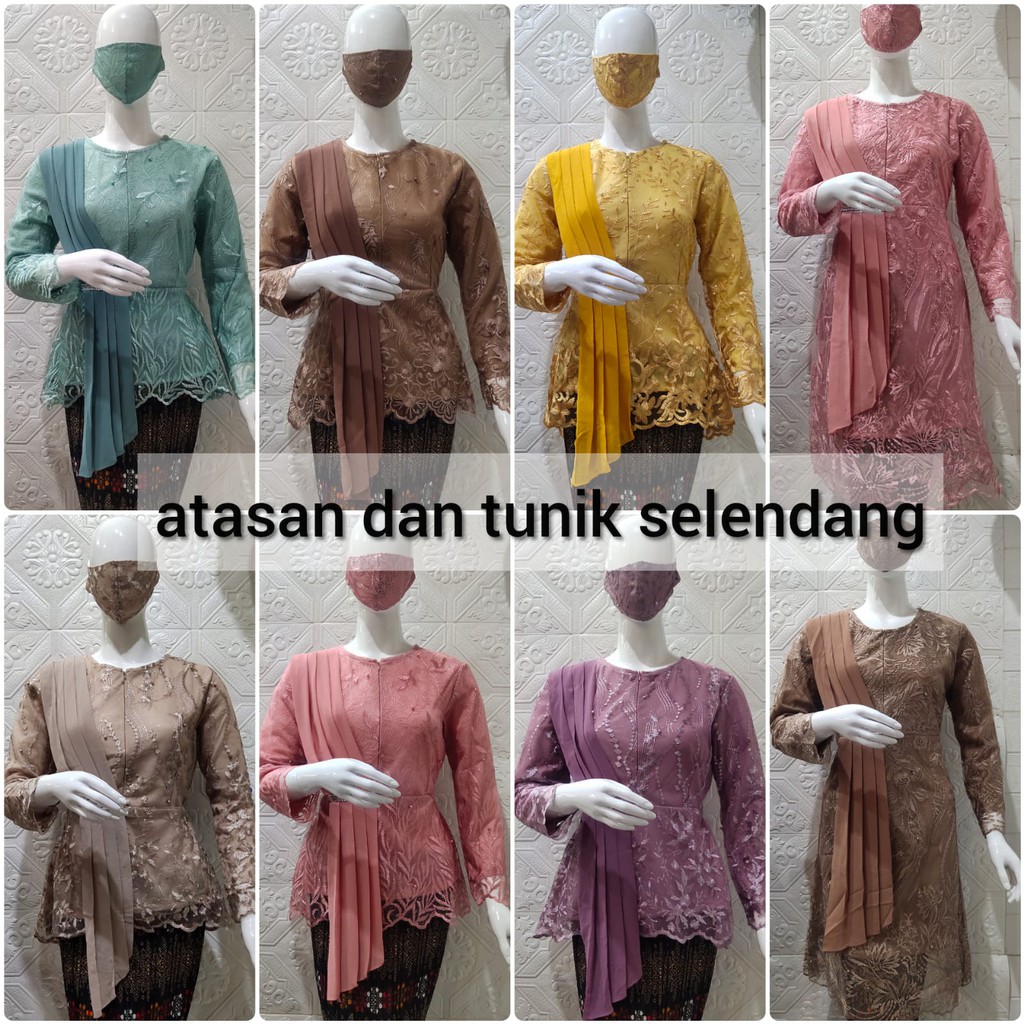 KEBAYA BRUKAT SELENDANG MODEL TERBARU FREE MASKER