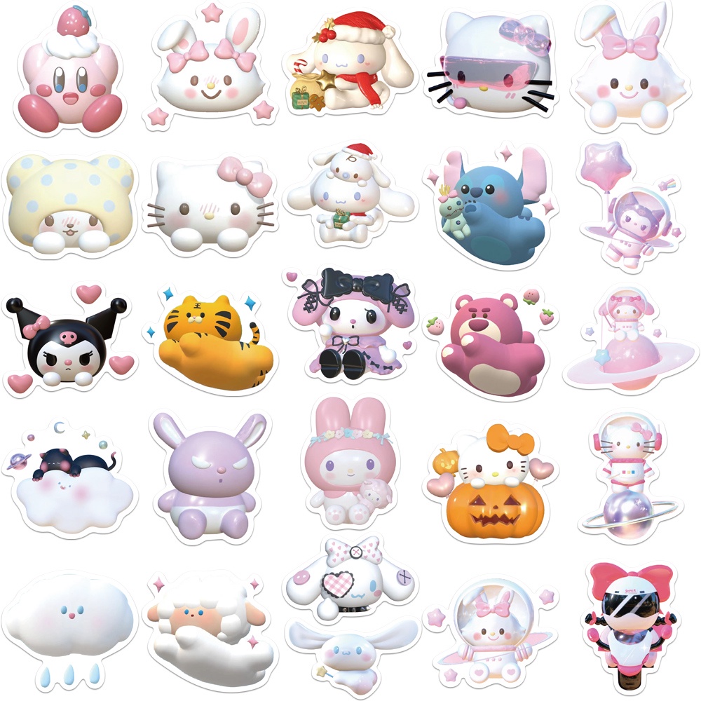 50pcs Stiker Kartun Kuromi My Melody 3D Anti Air Untuk Skateboard / Laptop / Handphone / Mobil / Sepeda / Notebook