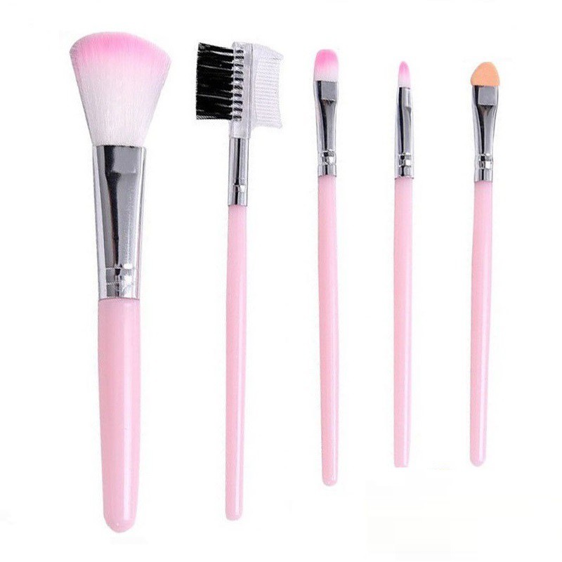 5pcs Set Makeup Brush Kuas Rias Pink Eye Shadow Sikat 