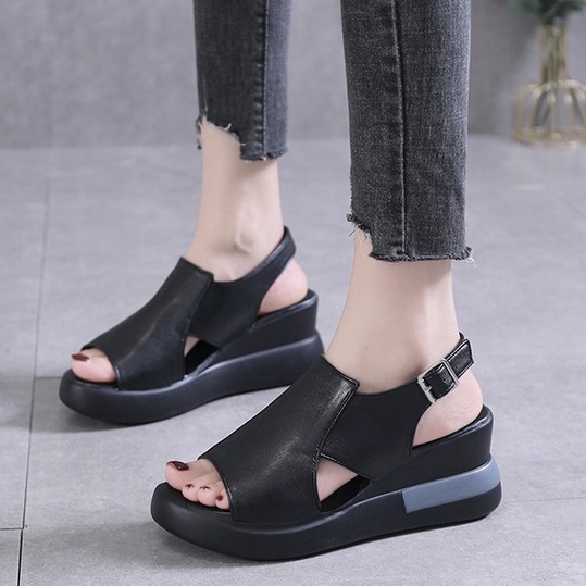 RYX - Alboxo Charm Sepatu Slingback Wedges Casual Sehari Hari - Ori Import