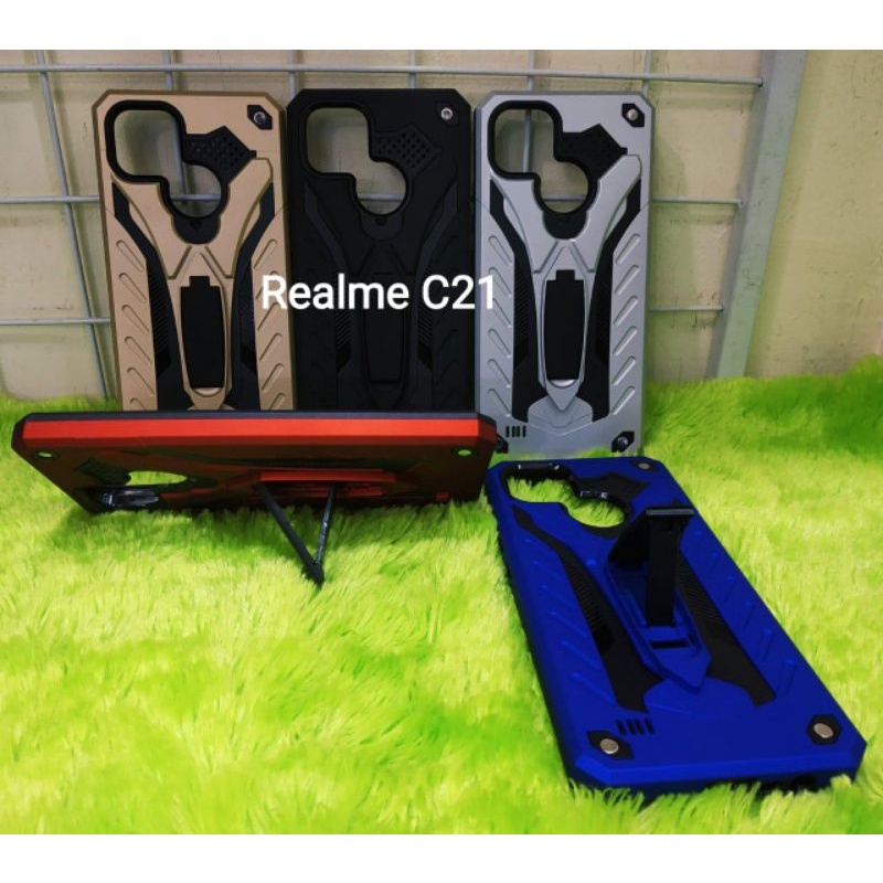 MN - REALME C21 / C21 2021 CASE PHANTOM CASE ROBOT SERIES STAND IRON TRANSFORMER