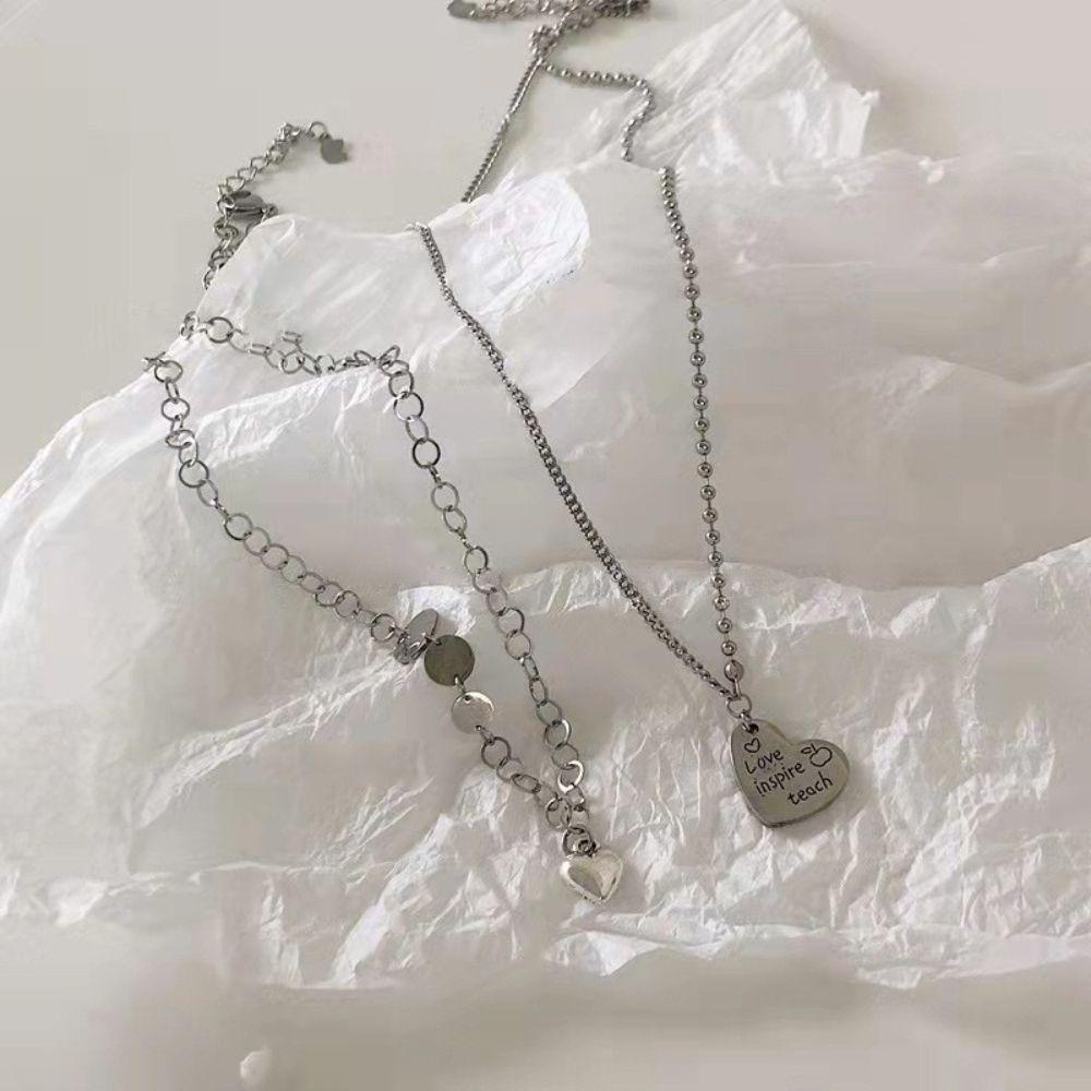 Mxbeauty Kalung Hati Berlapis Ganda Vintage Cahaya Desain Mewah Rasa Perhiasan Perempuan Temperamen Hadiah Untuk Wanitanya Choker