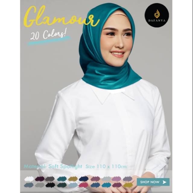 Hijab Jilbab Kerudung Segiempat Glamour Polos by Dafanya