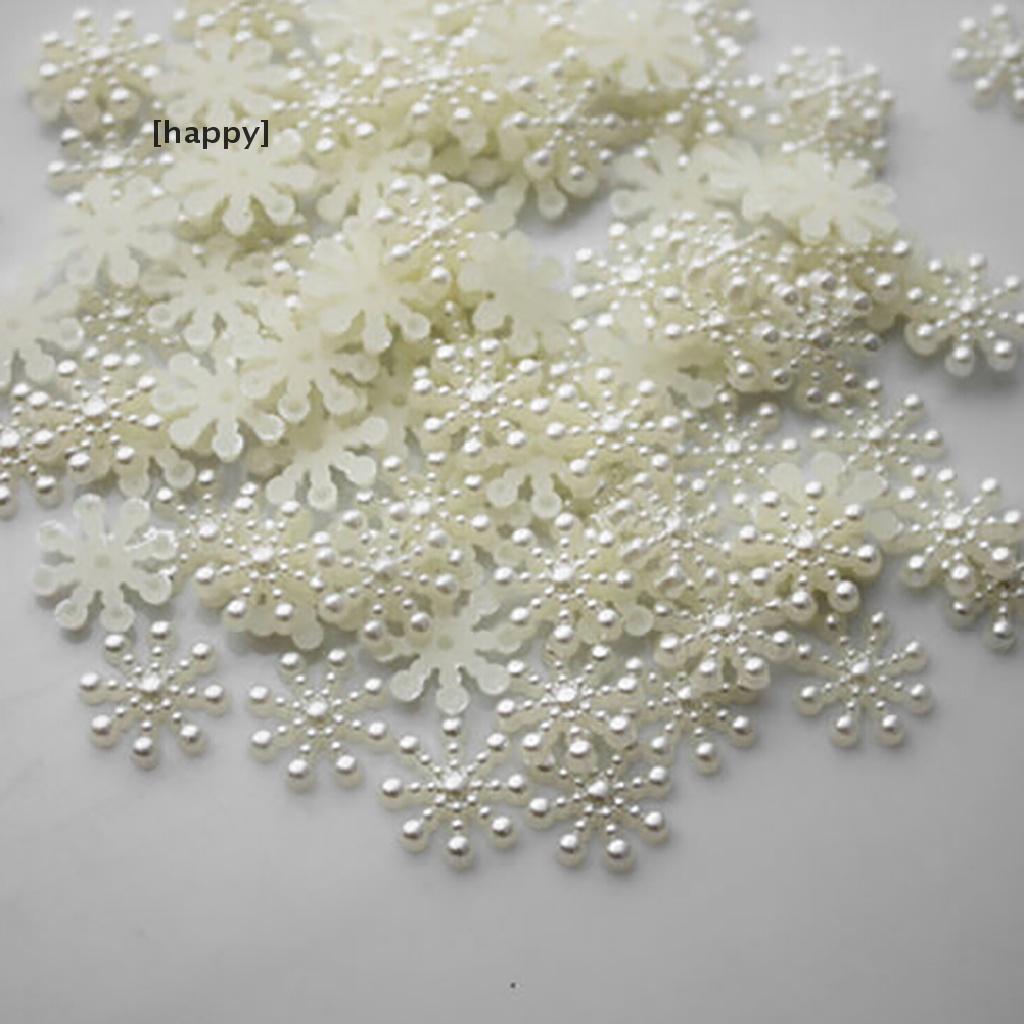 Ha 100pcs Hiasan Snowflake Mutiara Flatback Untuk DIY Craftdekorasi Natal