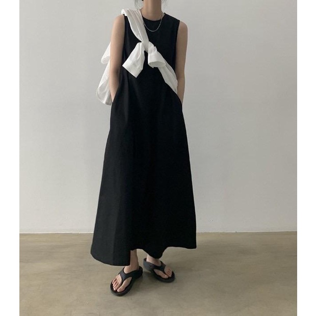 MAXI DRESS PUTIH HITAM DRESS PANJANG LONG DRESS IMPORT PREMIUM QUALITY DAILY WEAR CASUAL