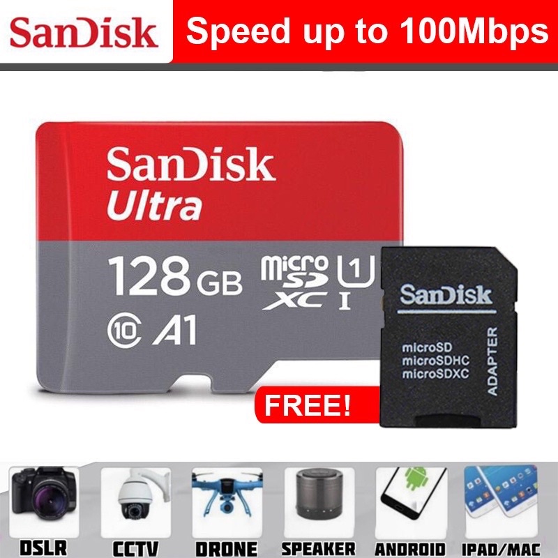 Memory Card 128GB CLASS 10 100Mbps MicroSD Kartu Memori sd Card