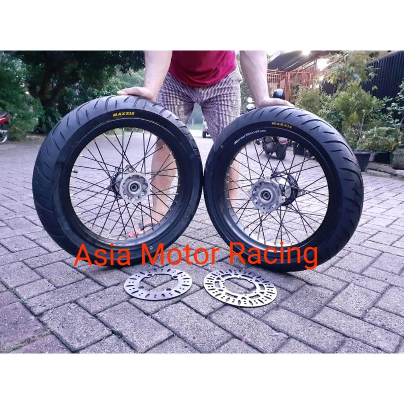 Velg Supermoto KLX150 DTRACKER -SEPAKET VELG SET SUPER MOTO KLX 150 L S BF D-Tracker Plus Ban Maxxis