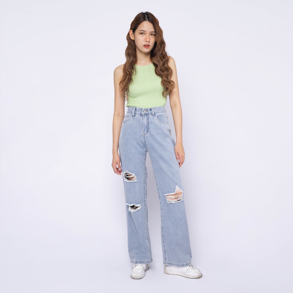 VIERLIN - Jeans 2058 - HIGH WAIST RIPPED BAGGY JEANS