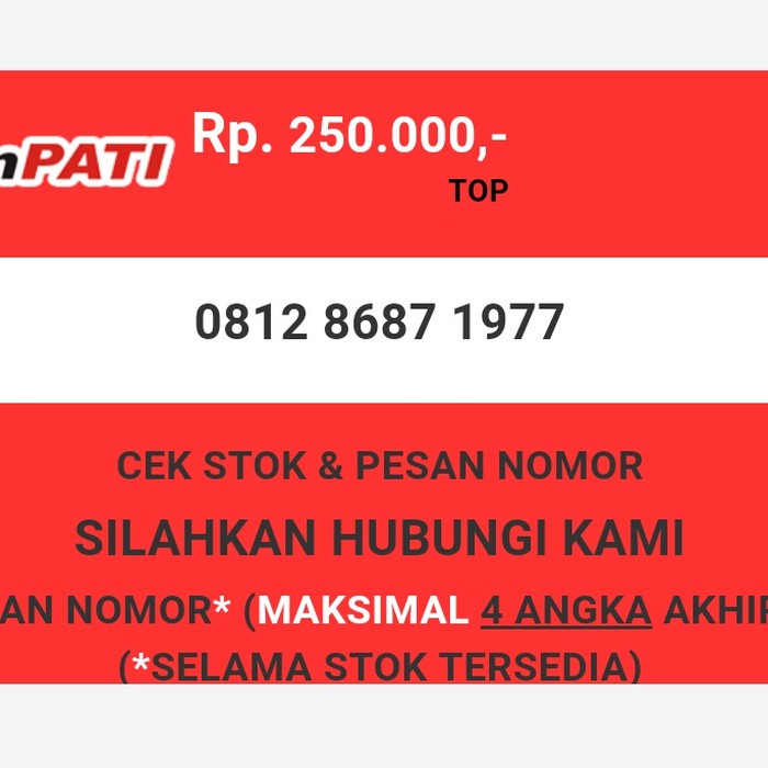 Nomor cantik Telkomsel murah tahun lahir 1977 simpati & loop T0888-250