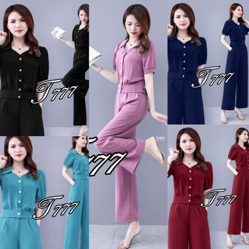 setelan set baju wanita set kerja korea pink black