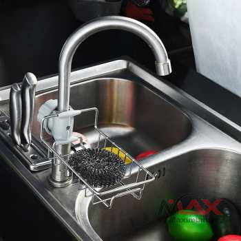 Rak sabun cuci piring Rak Gantungan Barang Keran Air Peralatan Dapur Sabun tempat spons cucian piring cantelan spons dan sabun cuci piring Stainless Steel Faucet Penyimpanan Rak Disesuaikan Wastafel Kain Spons Pengeringan Rak Dapur Kamar Mandi Sabun