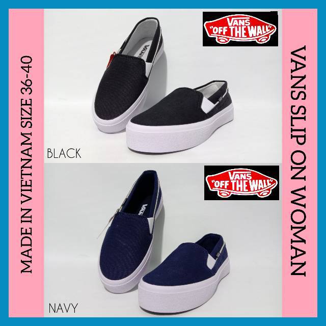 Sepatu Vans Slip On Wanita - Sepatu Casual Cewek -  Sepatu Kerja Kuliah Santai