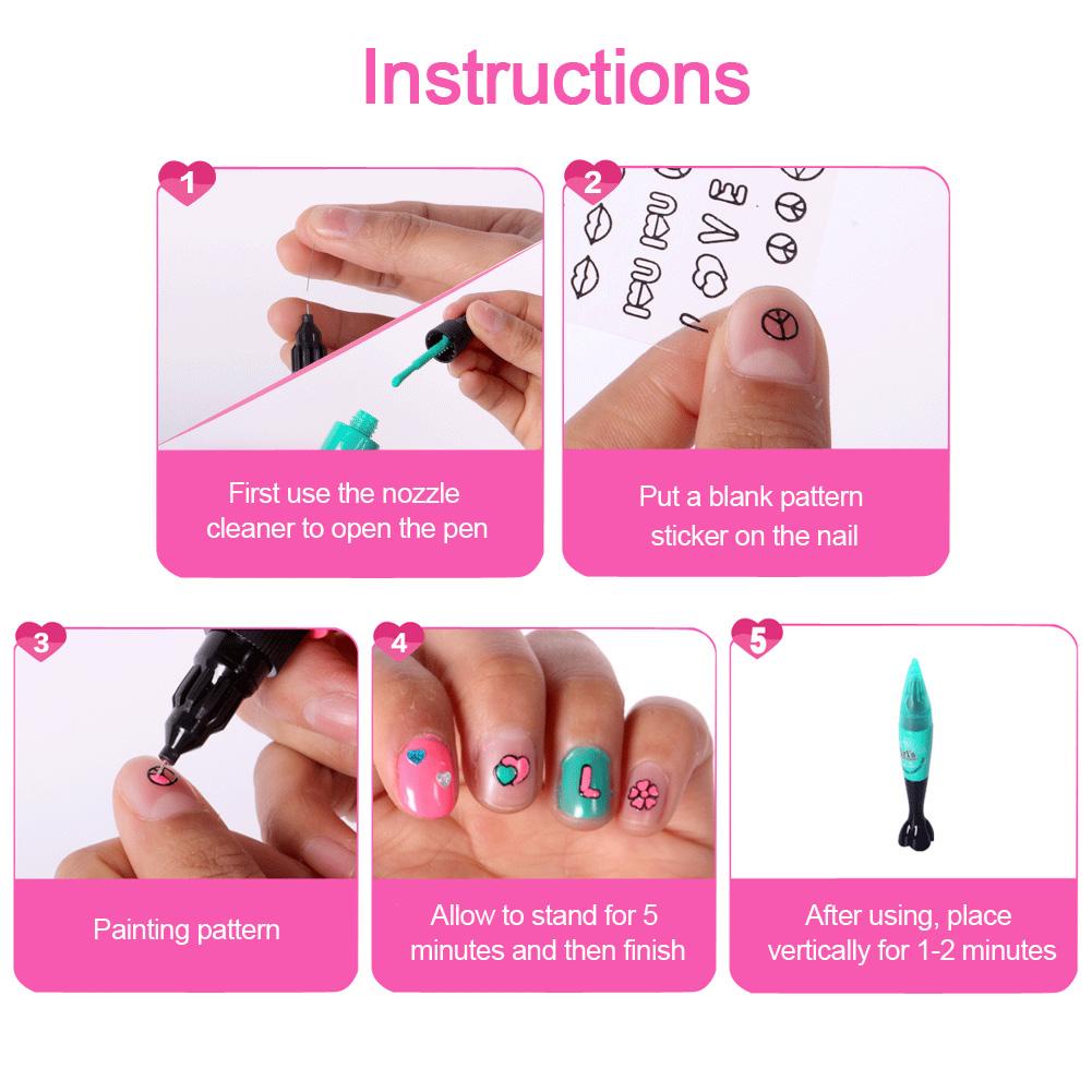 nail glam art pens set mainan salon kutek kuku anak