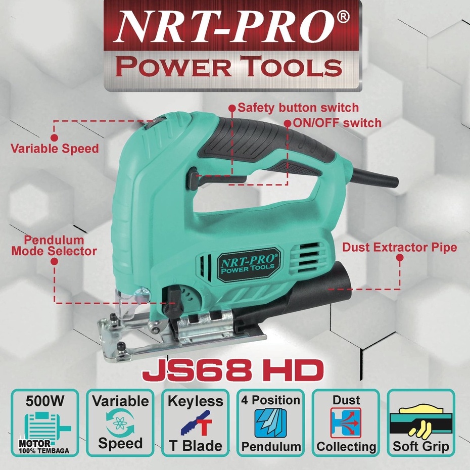 Jigsaw NRT Variable Speed Gergaji Triplek NRT-PRO JS68 HD