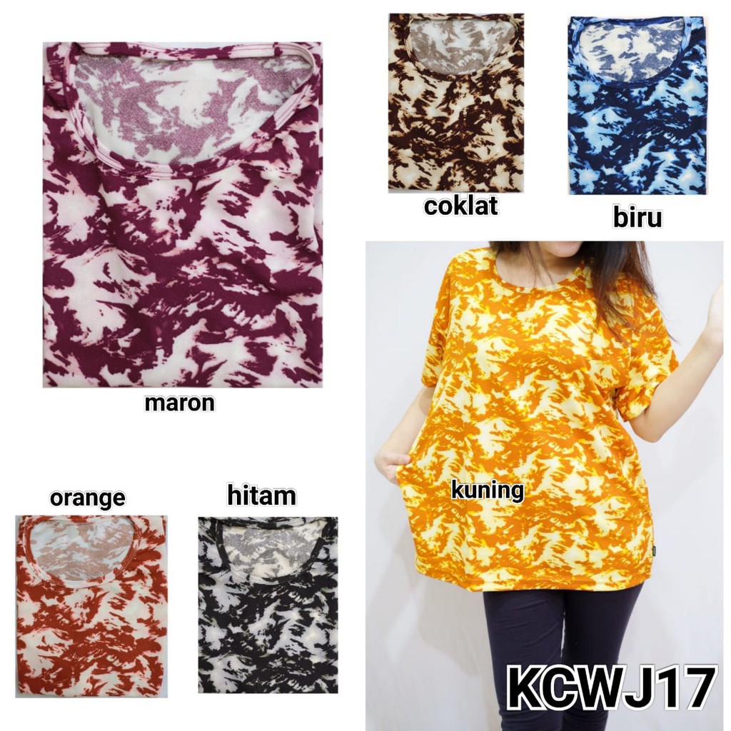 HB FO - Kaos Wanita Lengan Pendek Jumbo Banyak Corak / Kaos Murah / Atasan Wanita Murah Part 5