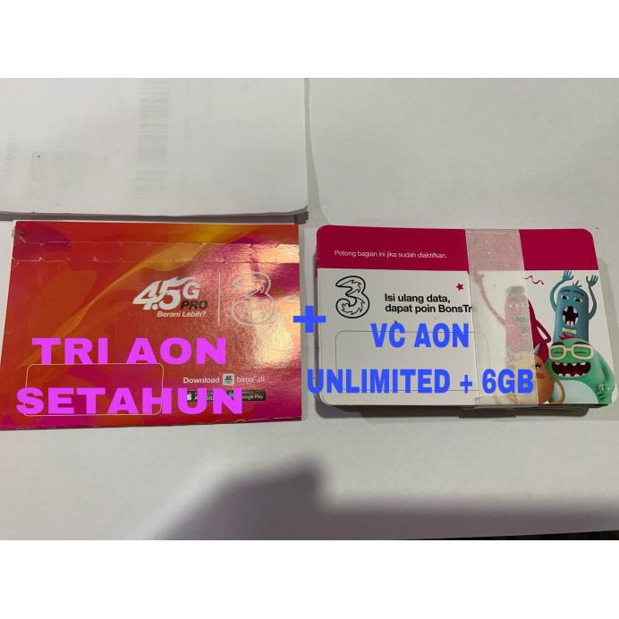perdana tri aon 1tahun+vc aon unlimited +6gb