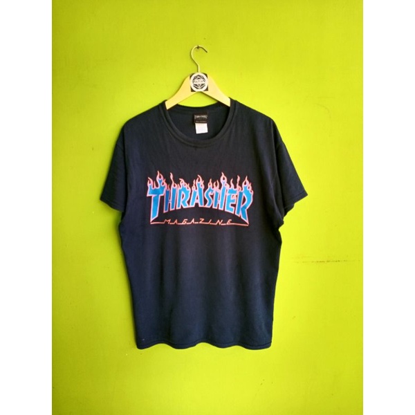 kaos Baju second THRASHER Oiginal size L Navy