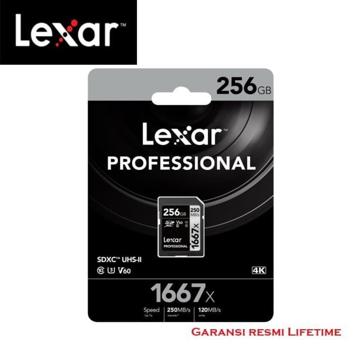 Memory Card Lexar SDXC 256GB 1667x Professional 250MB/s V60 - 1667X 256GB Resmi