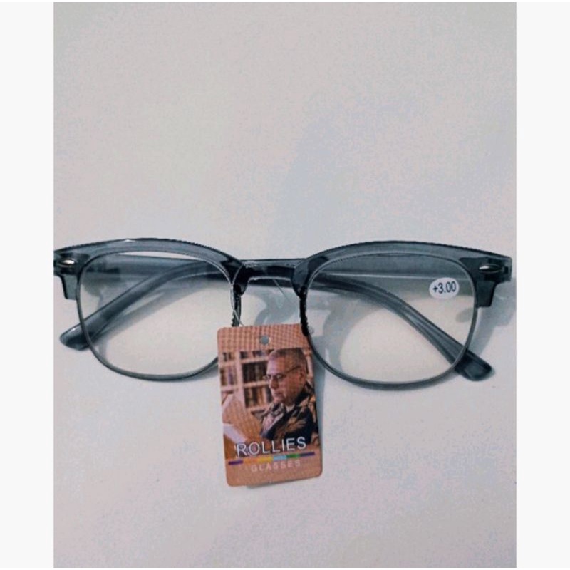 kacamata baca plus+3.00 abu Transparan