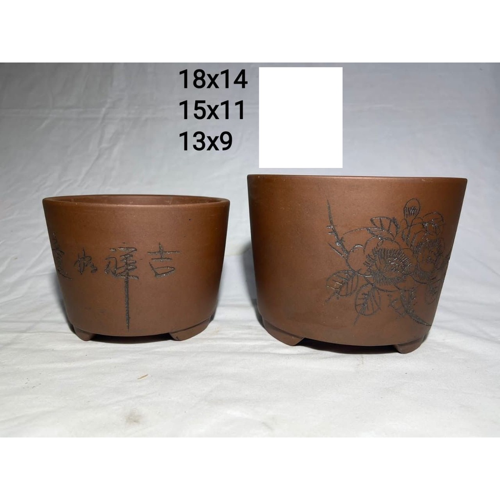 NEW  18cm Pot Keramik Bonsai Bunga Import Murah Berkualitas Model bulat tinggi