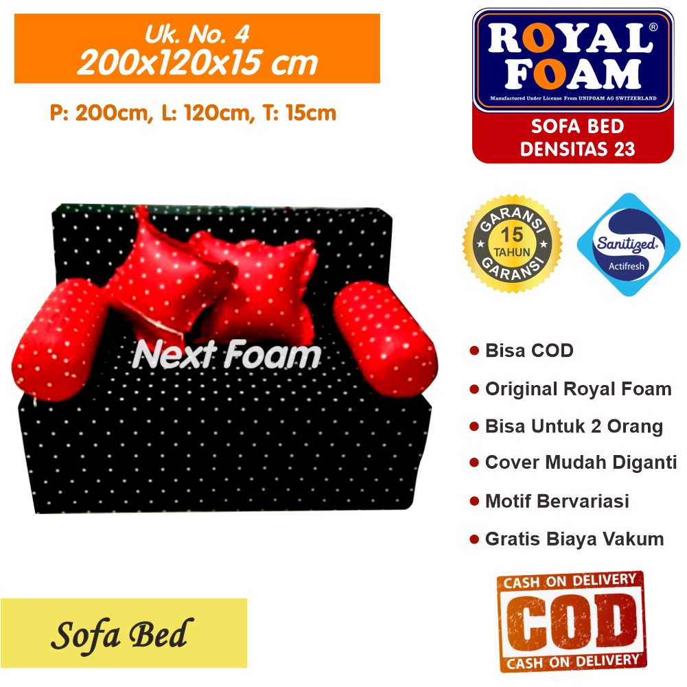 Sofa Bed Royal Foam Ukuran No 4 200x120x15 Tebal 15 cm RK D 23 ORIGINAL Royal Foam Garansi 15 Tahun