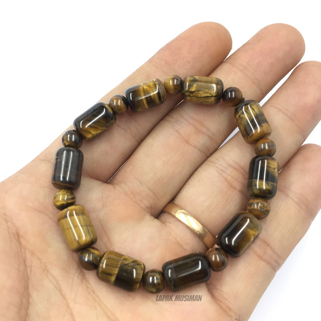 [Bayar di Tempat] GELANG BATU TIGER EYE ASLI NATURAL