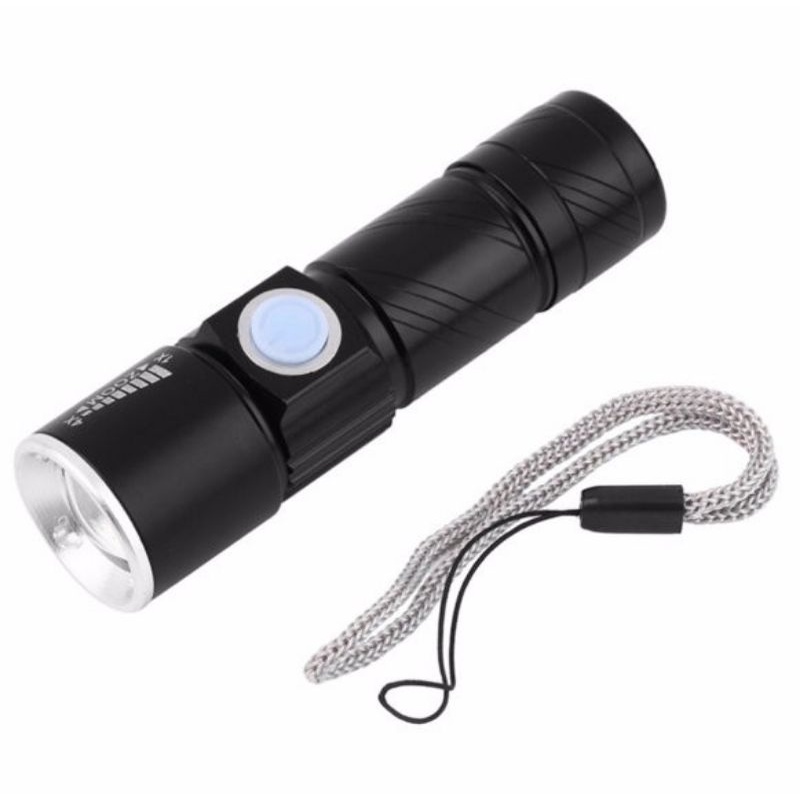 Senter Mini USB Rechargeable Q5 LED 2000 Lumens - Hitam