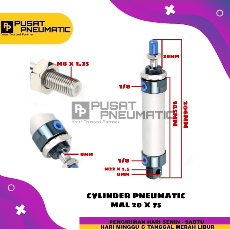 

MAL 20x75 CYLINDER PNEUMATIC MAL 20 X 75