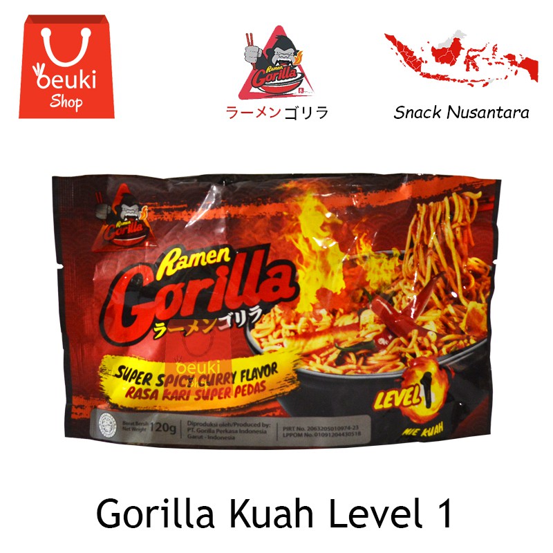 

Ramen Gorilla Kuah Lv. 1 Super Spicy Curry Flavor Mie Kuah Extra Hot Spicy - 120gr