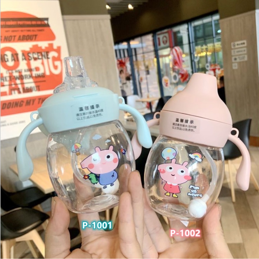 Botol Jerami Anak Minum Karakter Rabbit Bear Tutup Clip import Kartun 280ML SUPER CUTE BABY PP CHOCH