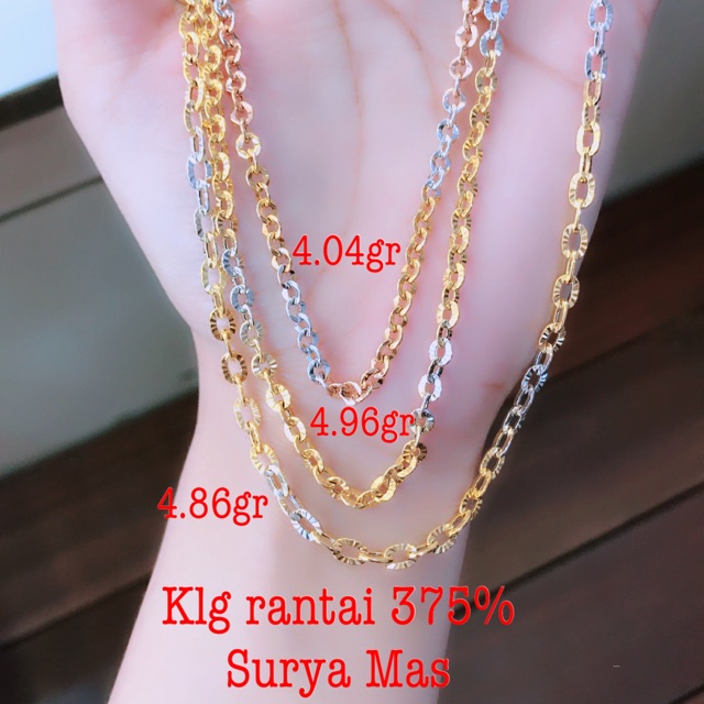 Kalung rantai dewasa 3D emas 375%