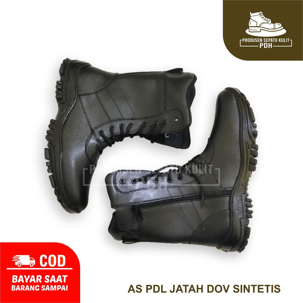 SEPATU PDL JATAH KULIT HITAM DOFF RESLETING TNI AD POLRI SATPAM SECURITY PDLG BIG SIZE JUMBO