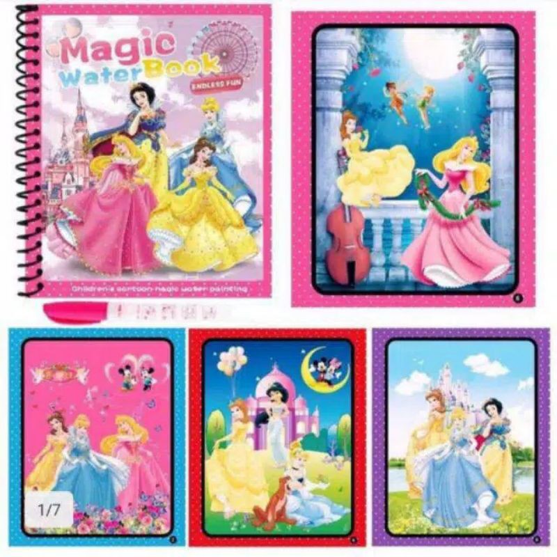 Alat Tulis Magic Water Book Buku Mewarnai Ajaib Magic Pena Water Drawing Colour Book-Pr1nc355