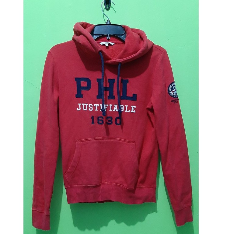 Preloved Hoodie non zipper original Polham warna Merah