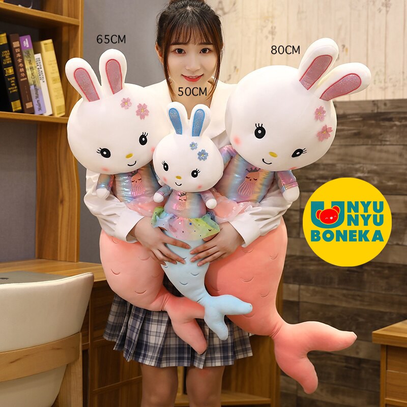 boneka Kelinci mermaid Big Besar 80cm rabbit kawai ikan mermaid ultah anak girl pretty girl elsa bts